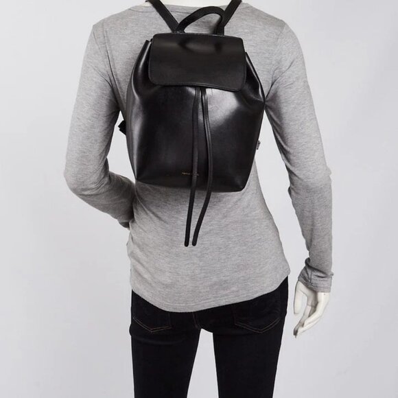 Mansur Gavriel Black Vegetable Tanned Leather Backpack Bag